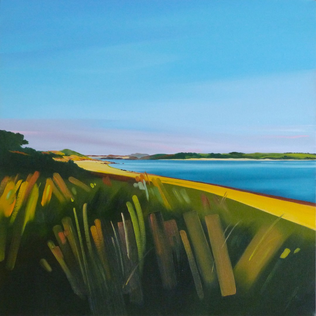 Painting looking across the dunes towards Gentle Bay, Tresco