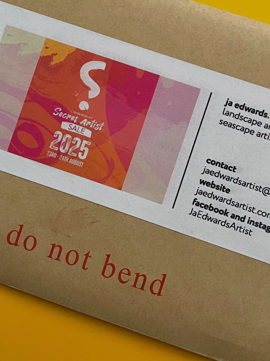 Envelope containing my donated painting to this year's Secret Artist Sale